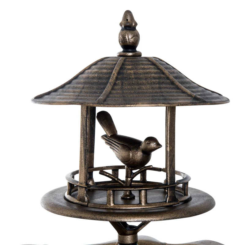 Bain d'oiseaux trois en un jardinière abreuvoir 50 x 113 cm stable résistant rustique en polypropylène bronze antique 21_0003923