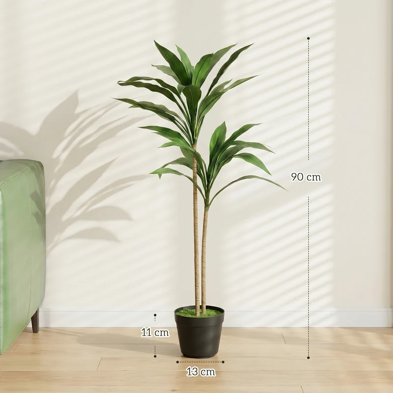 Arbre artificiel cordyline salon 13 x 90 cm sans entretien pot lesté stable ambiance scandinave tendance en peva vert 21_0003725