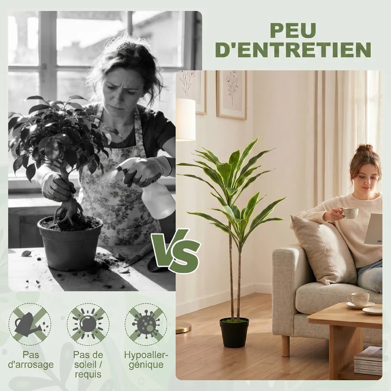Arbre artificiel cordyline salon 13 x 90 cm sans entretien pot lesté stable ambiance scandinave tendance en peva vert 21_0003725