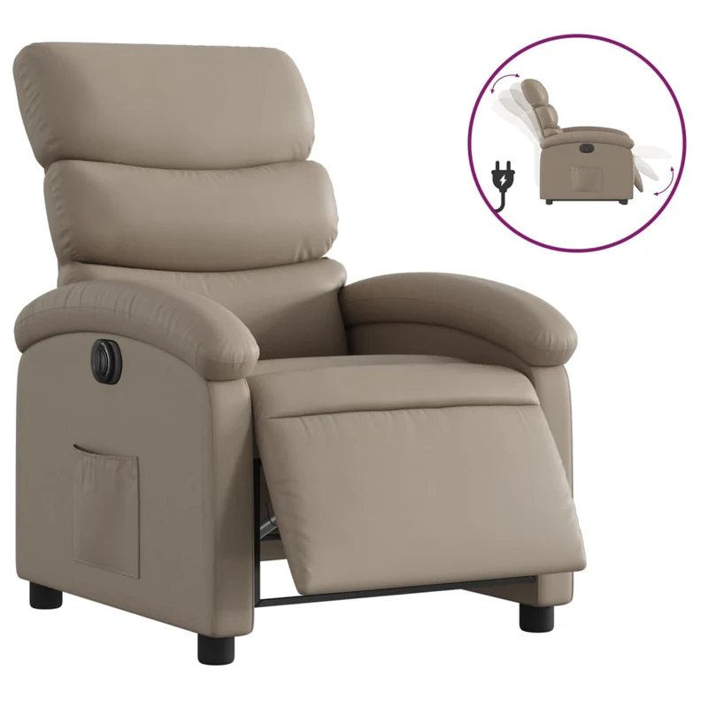 Fauteuil relax TV fonction d'inclinaison électrique très confortable en PVC couleur cappuccino DEC028246