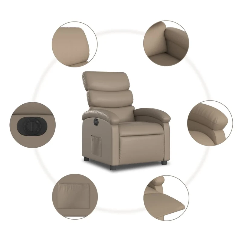 Fauteuil relax TV fonction d'inclinaison électrique très confortable en PVC couleur cappuccino DEC028246