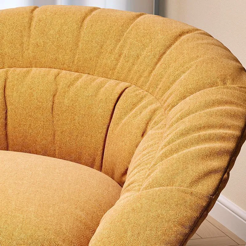 Contemporary Scandinavian Liftable Fan-Shaped Iron PU Leather Rice Grain Fleece Sponge Plush Cotton Detachable Accent Chair Backrest Armless For Living Room