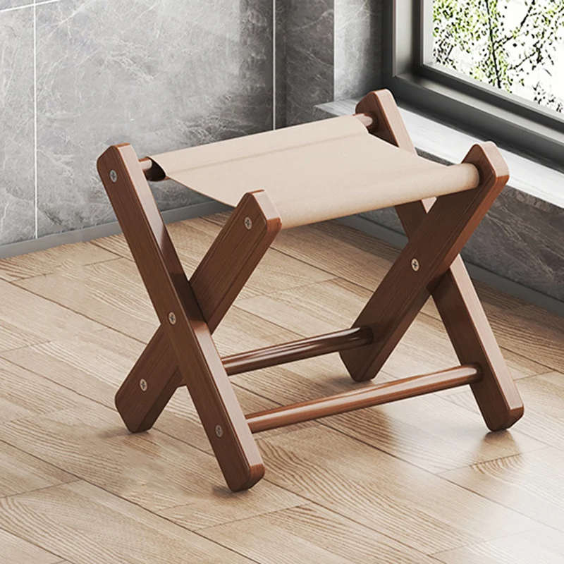 Modern Minimalist X-Shaped Nan Bamboo Oxford Fabric Folding Chair Backless Armless For Garden