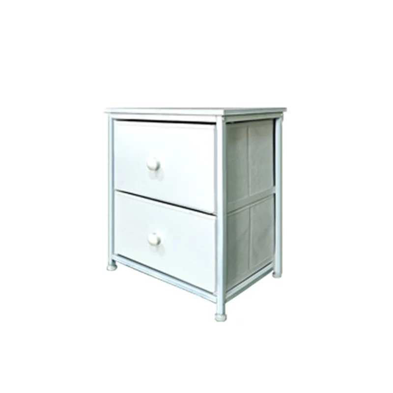 Traditional Vintage Nonwoven Fabric Iron Wood Board Square Storage Cabinet With 2 Drawers For Living Room