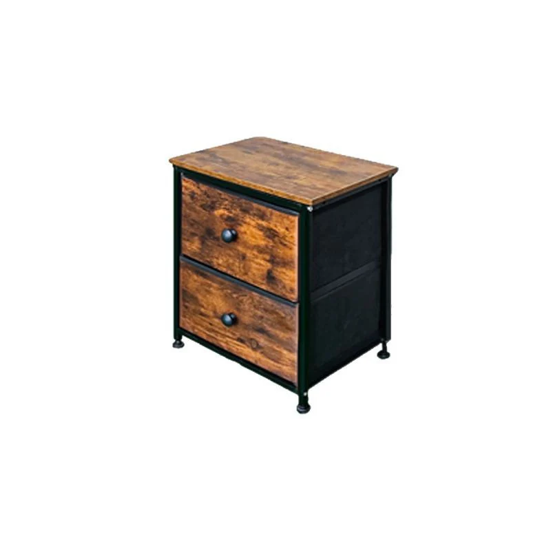 Traditional Vintage Nonwoven Fabric Iron Wood Board Square Storage Cabinet With 2 Drawers For Living Room