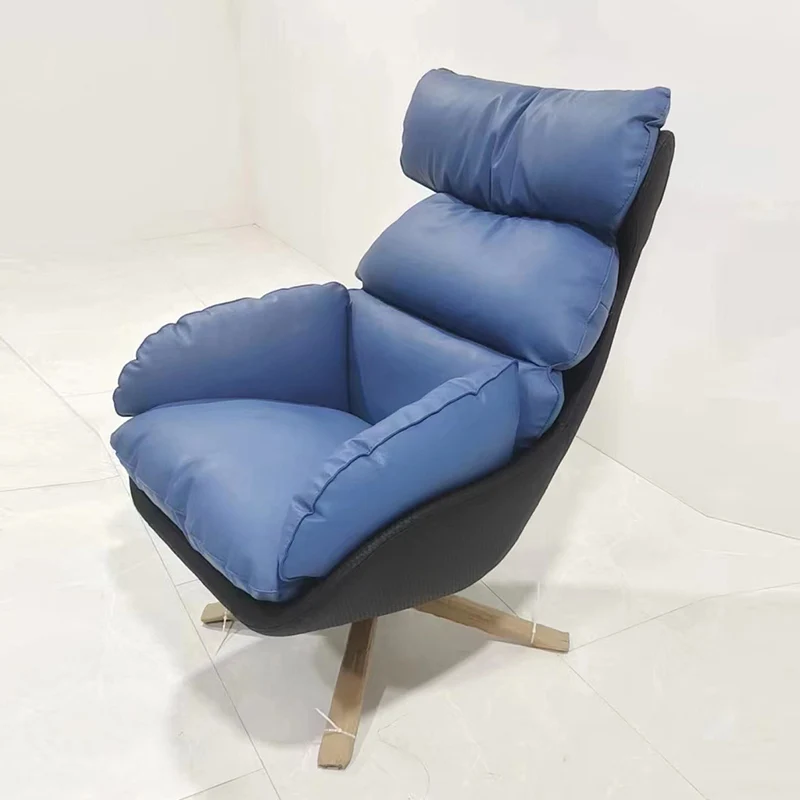 Contemporary Scandinavian Velvet Microfiber Leather Carbon Steel Swivel Curved Accent Chair With Backrest For Living Room