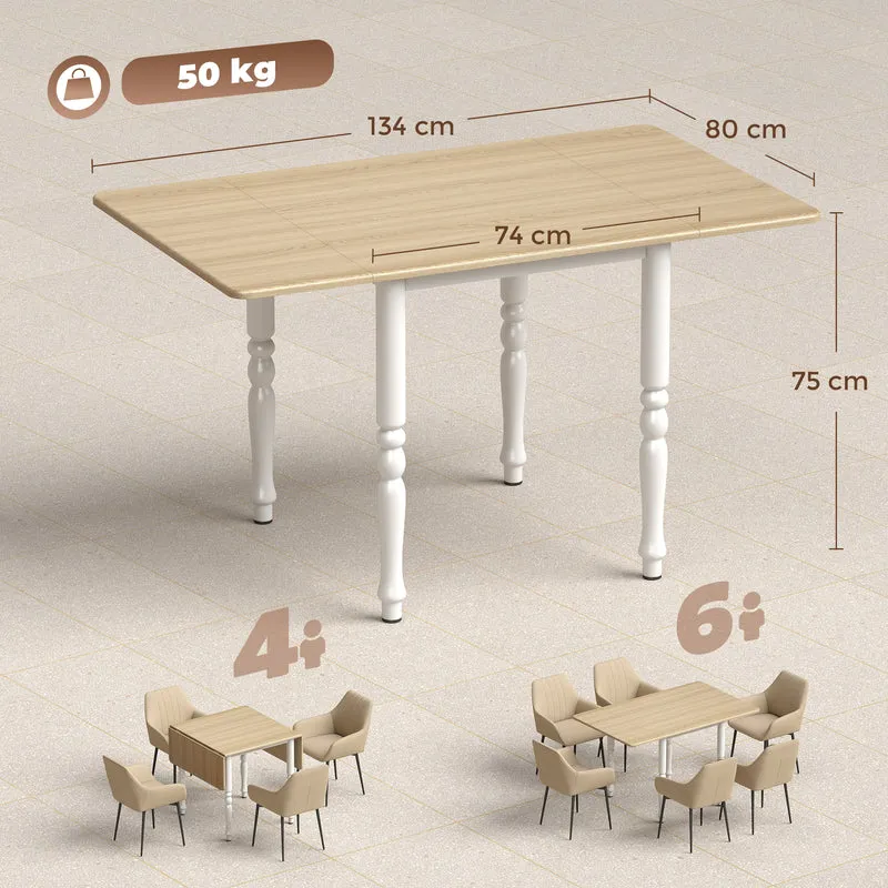 Table à manger pliante 2 à 6 personnes 134 x 80 x 75 cm gain de place extensible pratique scandinave en MDF bois naturel 21_0003351