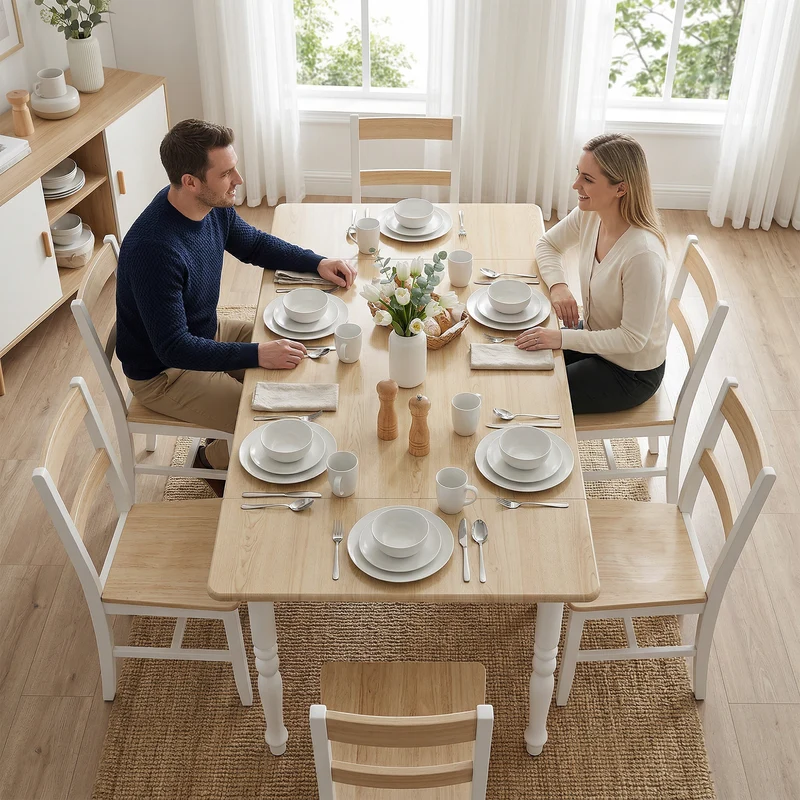 Table à manger pliante 2 à 6 personnes 134 x 80 x 75 cm gain de place extensible pratique scandinave en MDF bois naturel 21_0003351