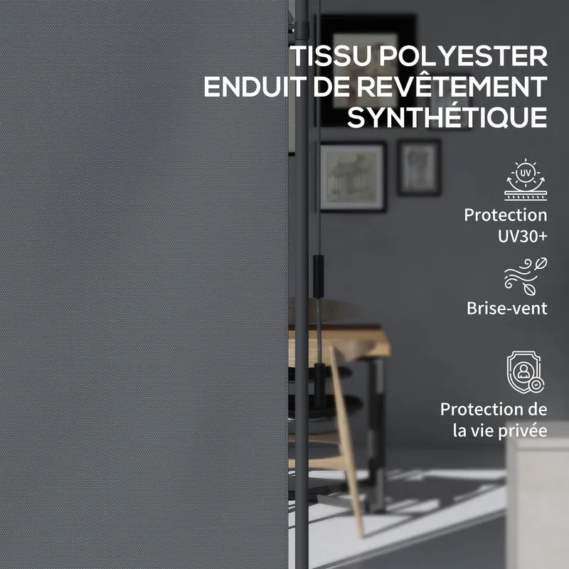 Store manuel rétractable ajustable 120 x 220-310 cm protection solaire sans perçage moderne en polyester gris foncé 21_0003882