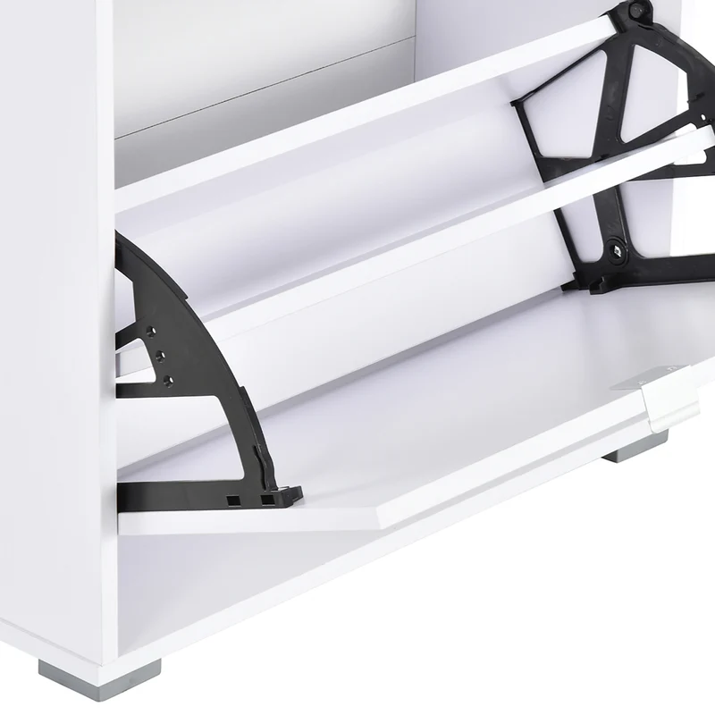 Meuble à chaussures entrée 60 x 26 x 124 cm 3 portes abattantes rangement pratique contemporain plateau en MDF blanc 21_0002598