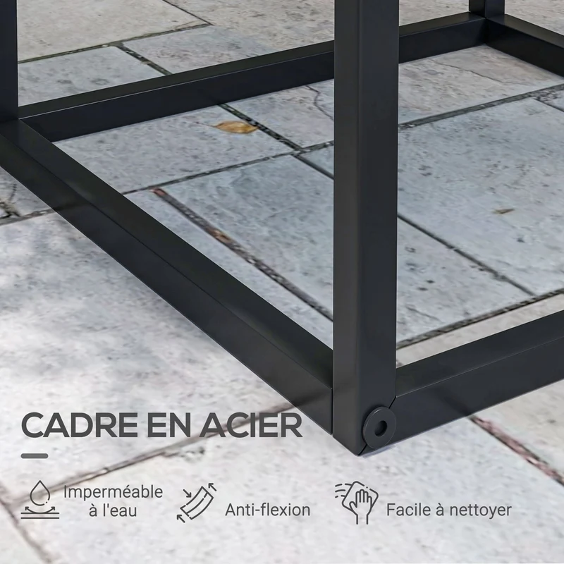 Lot de 2 supports pour plantes encastrables 25 x 25 x 58,5 cm et 31 x 31 x 65 cm très robustes industriel en acier noir 21_0004334