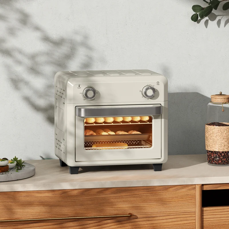 Four à air chaud mini 10 l pour pizza 20 cm 32 x 27,2 x 29,8 cm 85% moins d'huile moderne en acier inoxydable crème 21_0000948