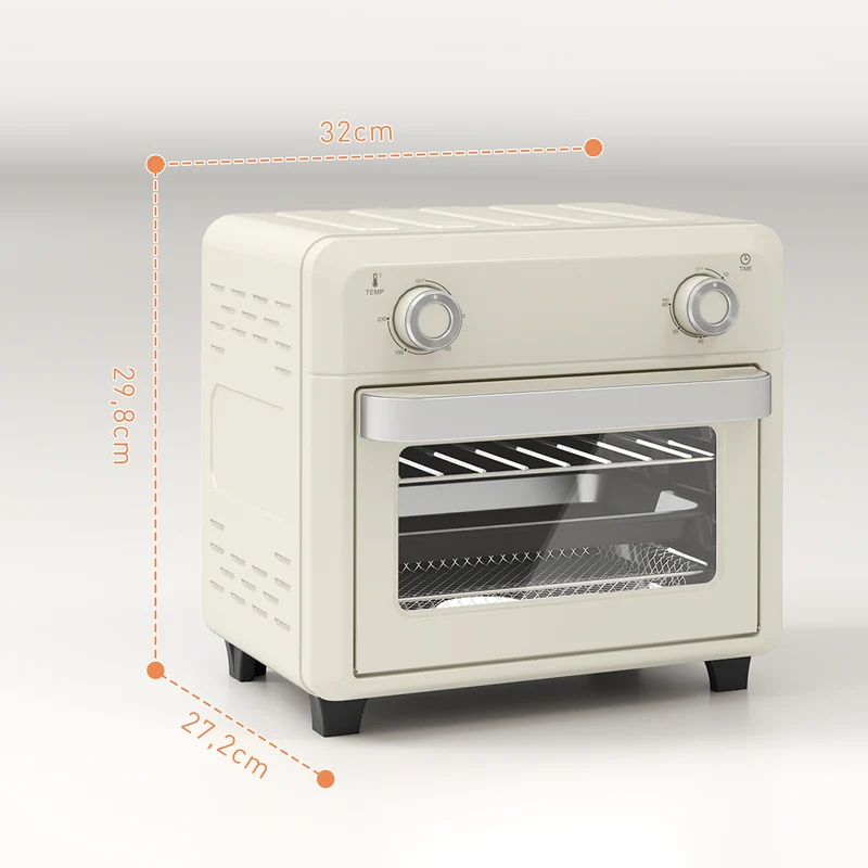 Four à air chaud mini 10 l pour pizza 20 cm 32 x 27,2 x 29,8 cm 85% moins d'huile moderne en acier inoxydable crème 21_0000948