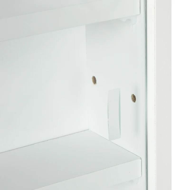 Vitrine murale pour collection 80 x 9,5 x 60 cm anti-poussière portes vitrées étagères réglables épuré en mélaminé blanc 21_0001784