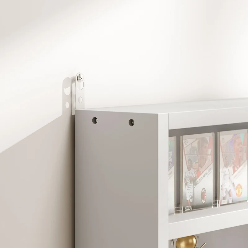 Vitrine murale pour collection 80 x 9,5 x 60 cm anti-poussière portes vitrées étagères réglables épuré en mélaminé blanc 21_0001784