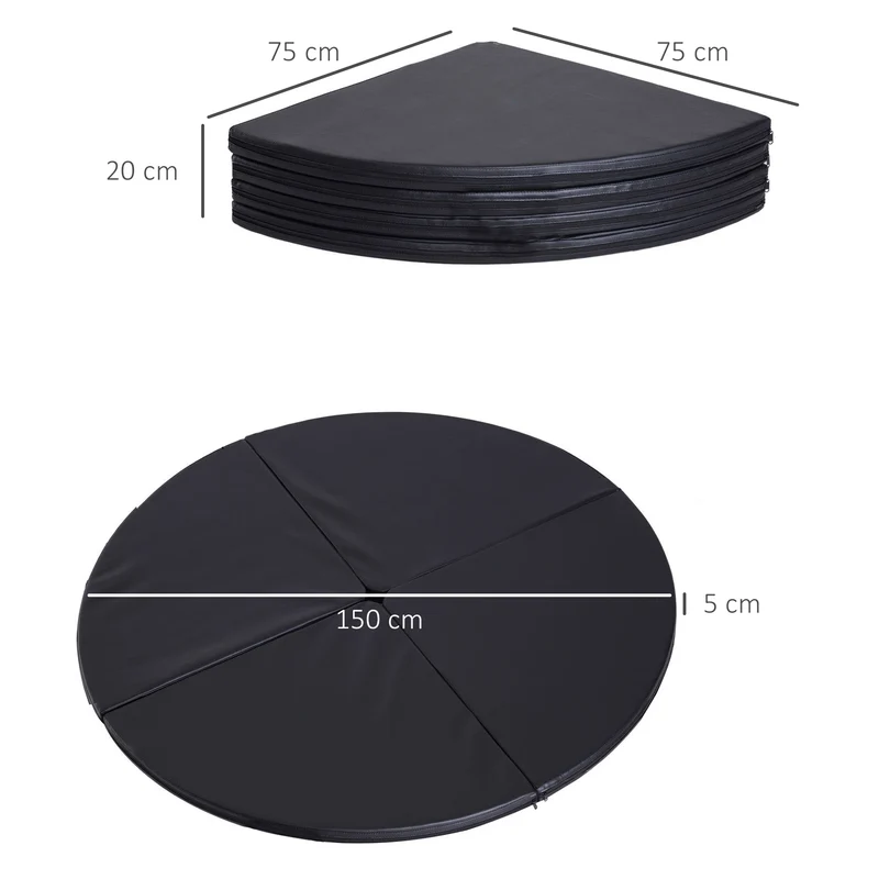 Tapis de danse sur poteau pliable 150 x 5 cm protection antichoc pliage entrainement épuré tendance en plastique noir 21_0006908