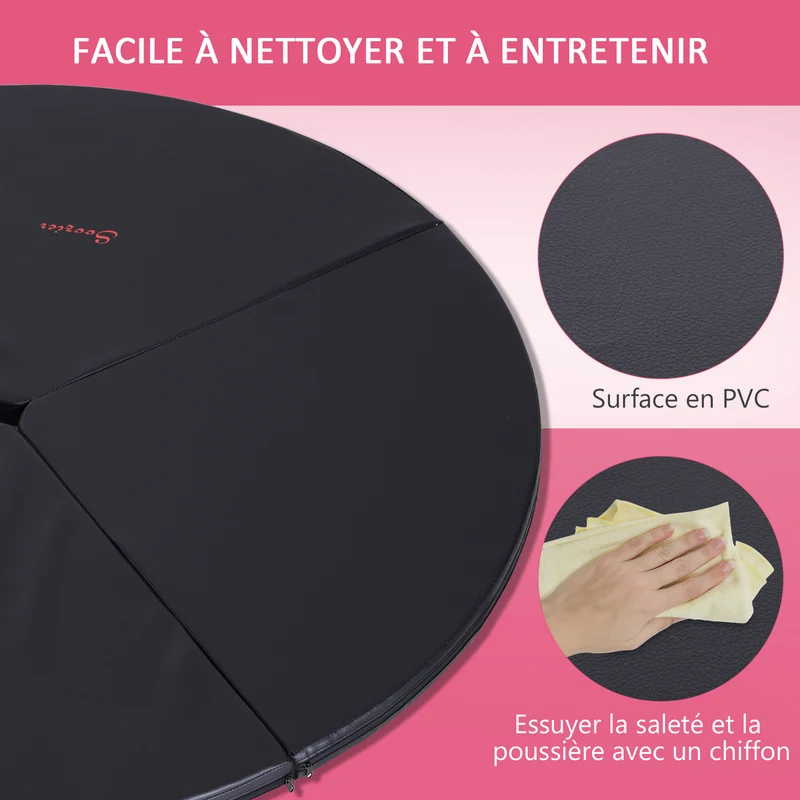 Tapis de danse sur poteau pliable 150 x 5 cm protection antichoc pliage entrainement épuré tendance en plastique noir 21_0006908