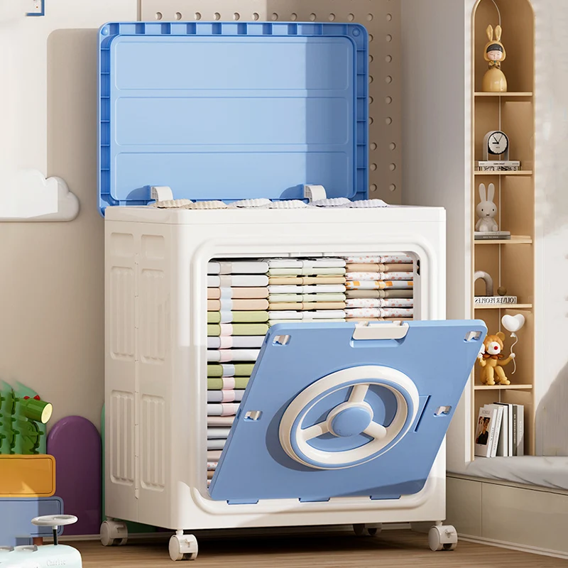 Modern Simplicity Foldable Rectangular PP Plastic Large Capacity Movable Storage Cabinet 1-Cabinet For Bedroom