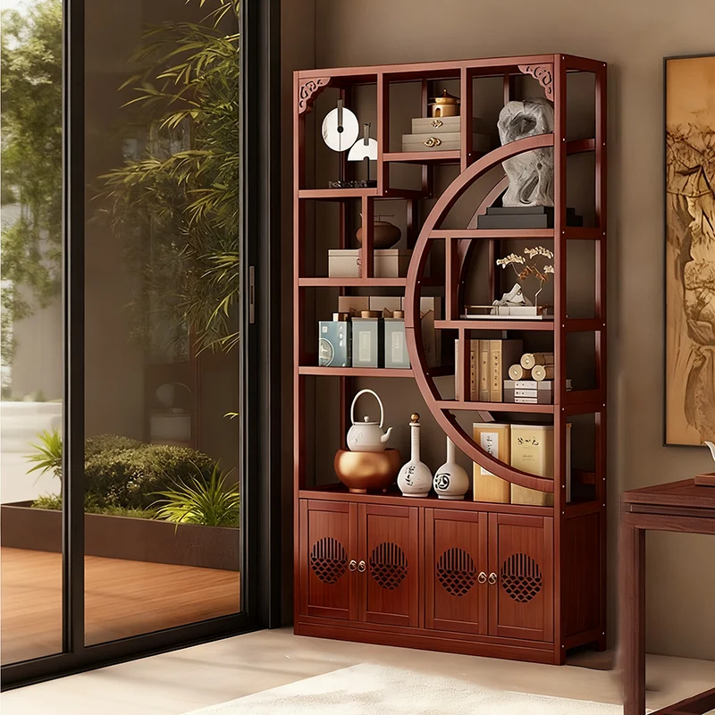 Traditional Chinese Rectangular Bamboo Medium Density Fiberboard Storage Cabinet 2-Cabinet For Living Room