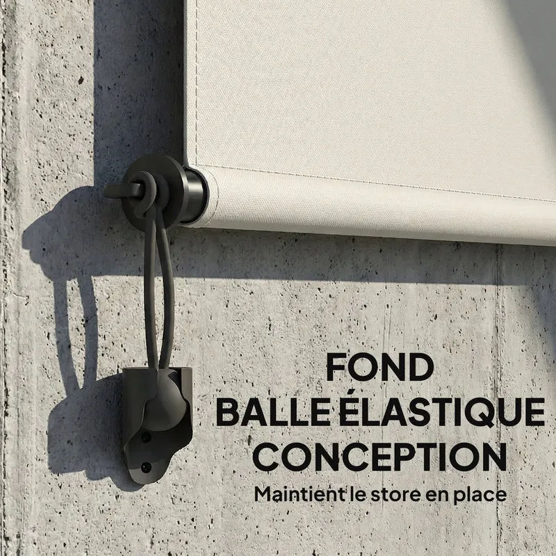 Store enrouleur extérieur 250 x 160 cm protection uv upf50+ résistant à l'eau manivelle moderne épuré en polyester crème 21_0003896