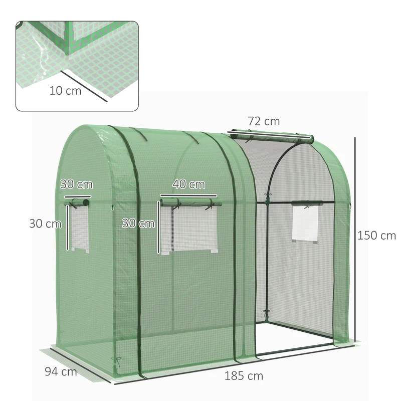 Serre de jardin 185 x 94 x 150 cm protège tomates bâche 135 g/m² anti-uv portes zippées moderne en polyéthylène vert 21_0004364