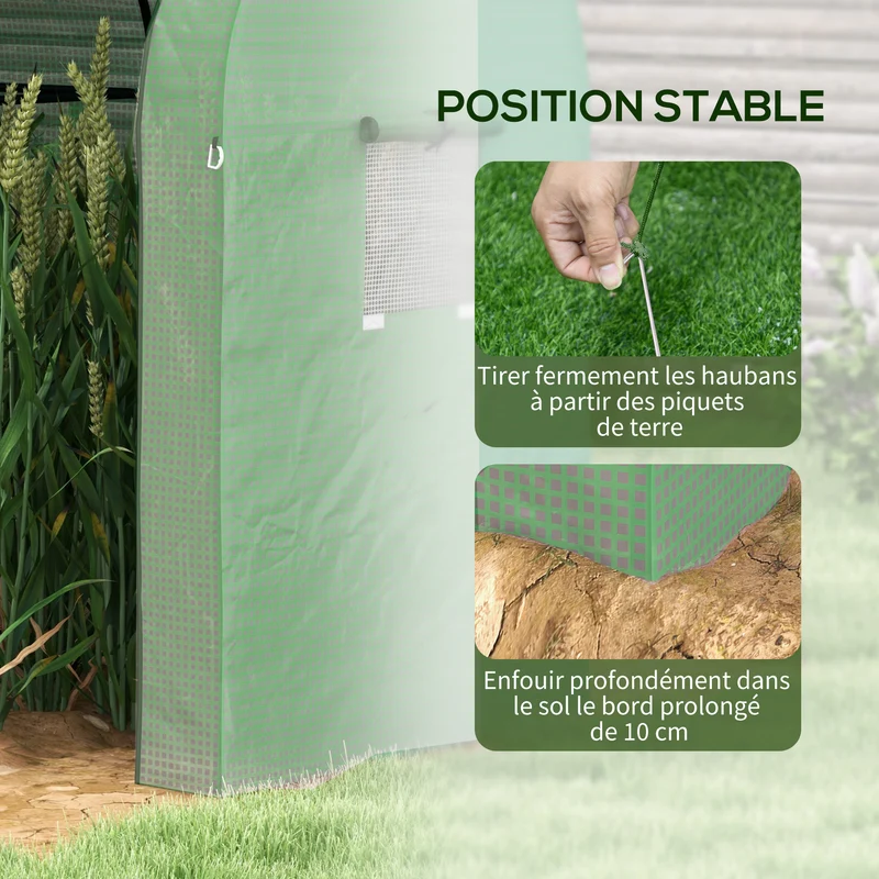 Serre de jardin 185 x 94 x 150 cm protège tomates bâche 135 g/m² anti-uv portes zippées moderne en polyéthylène vert 21_0004364