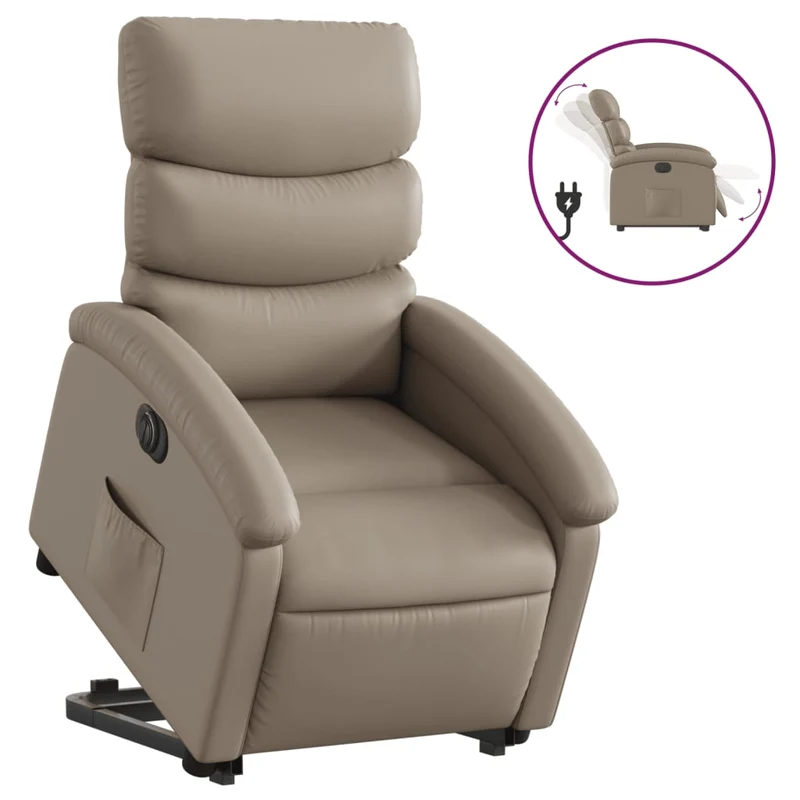 Fauteuil relax TV fonction de levage électrique très confortable en PVC couleur cappuccino DEC028250