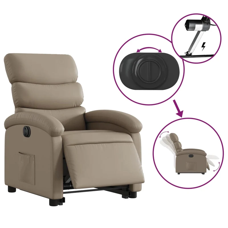 Fauteuil relax TV fonction de levage électrique très confortable en PVC couleur cappuccino DEC028250