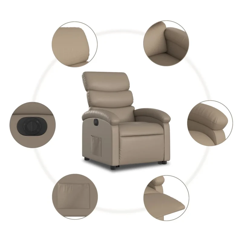 Fauteuil relax TV fonction de levage électrique très confortable en PVC couleur cappuccino DEC028250