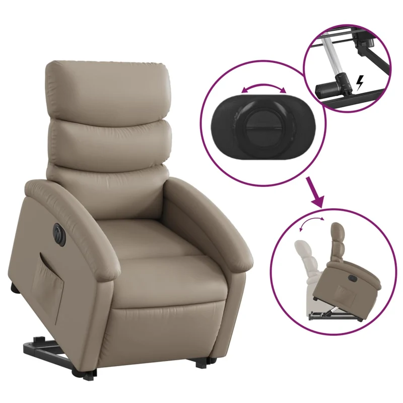 Fauteuil relax TV fonction de levage électrique très confortable en PVC couleur cappuccino DEC028250