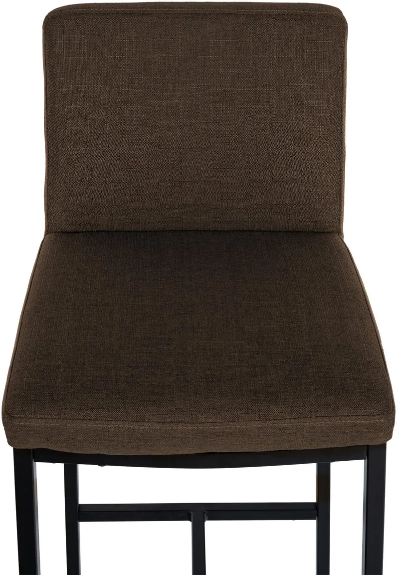 Lot de 2 tabourets de bar design épuré et contemporain en tissu marron cadre à quatre pieds en métal noir 10_0006629