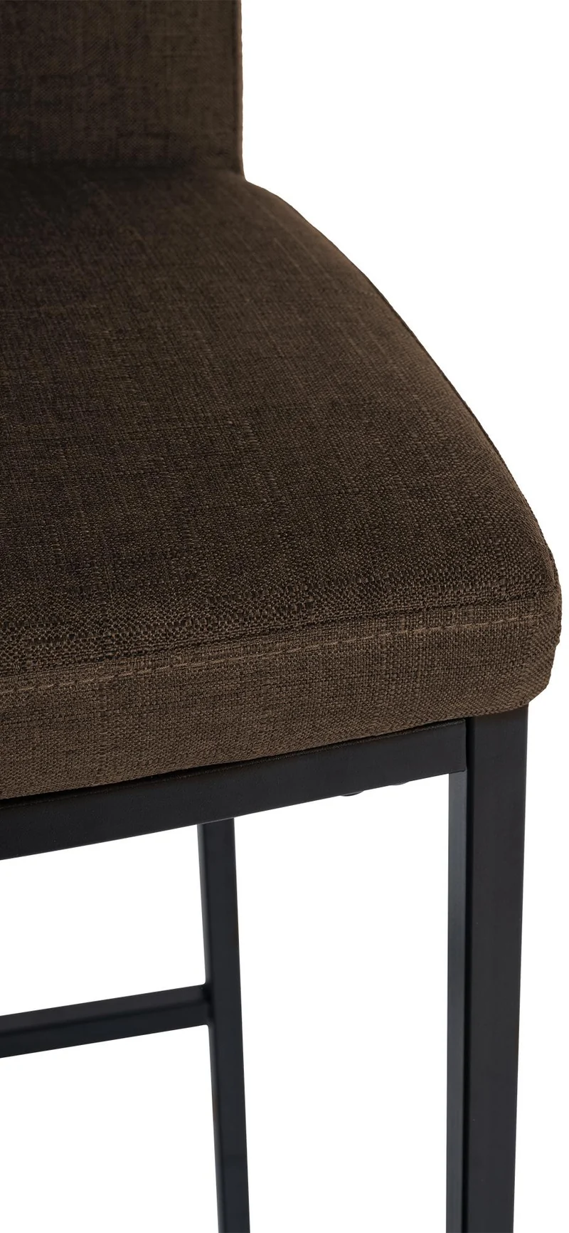 Lot de 2 tabourets de bar design épuré et contemporain en tissu marron cadre à quatre pieds en métal noir 10_0006629