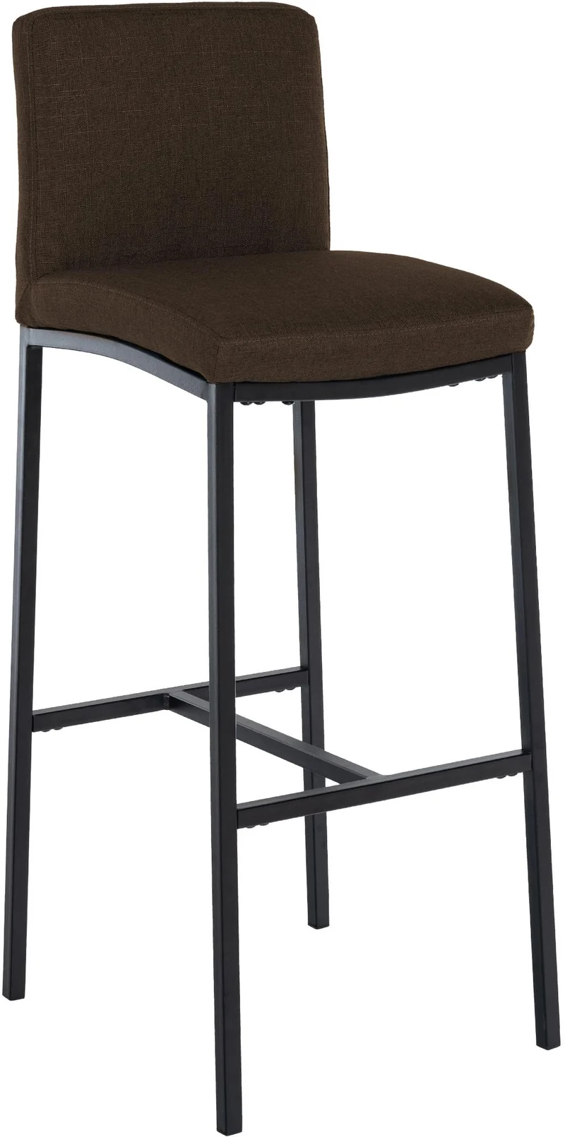 Tabouret de bar x1 design épuré et contemporain en tissu marron cadre à quatre pieds en métal noir 10_0006254