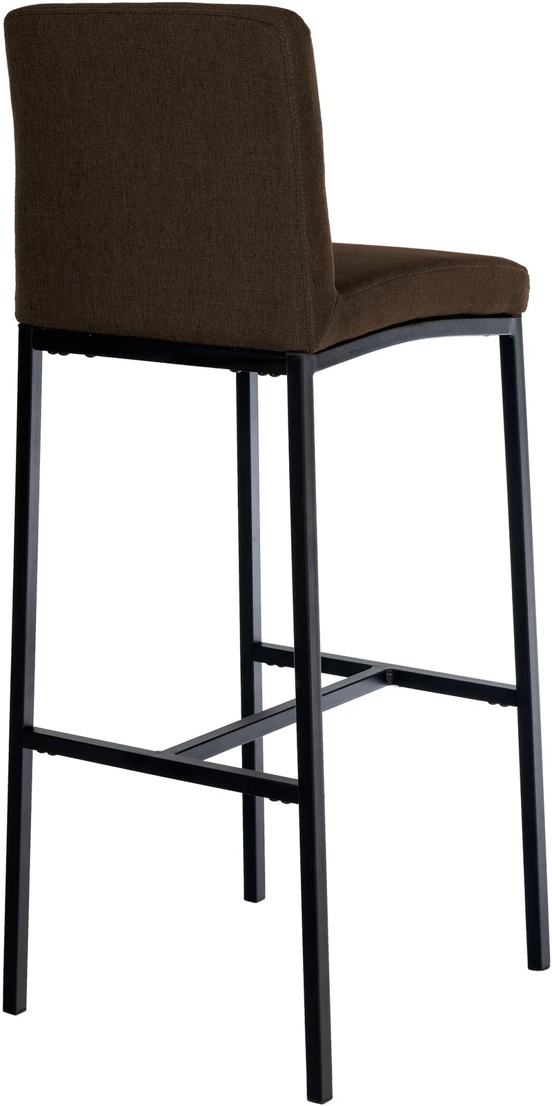 Tabouret de bar x1 design épuré et contemporain en tissu marron cadre à quatre pieds en métal noir 10_0006254