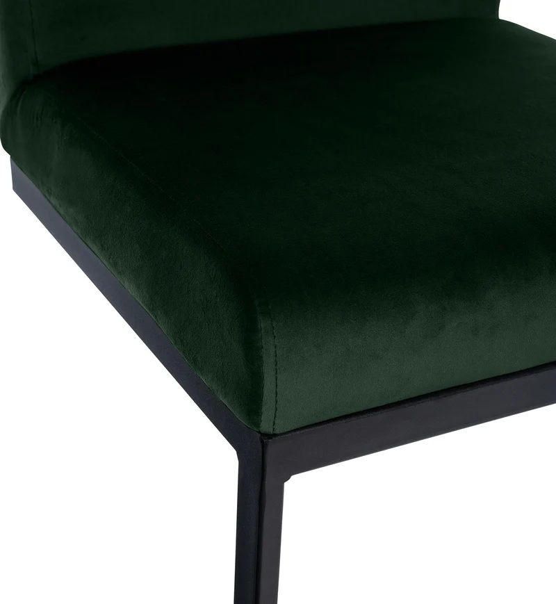 Tabouret de bar x1 avec dossier pieds en forme de luge en métal noir assise en velours vert 10_0006566