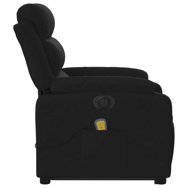 Fauteuil de relaxation fonction massage et inclinable levage électrique en tissu noir DEC027823