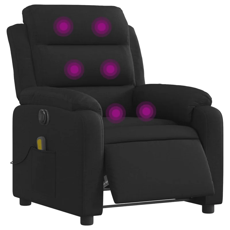 Fauteuil de relaxation TV fonction massage inclinable électrique 6 points de massage en tissu noir DEC027229