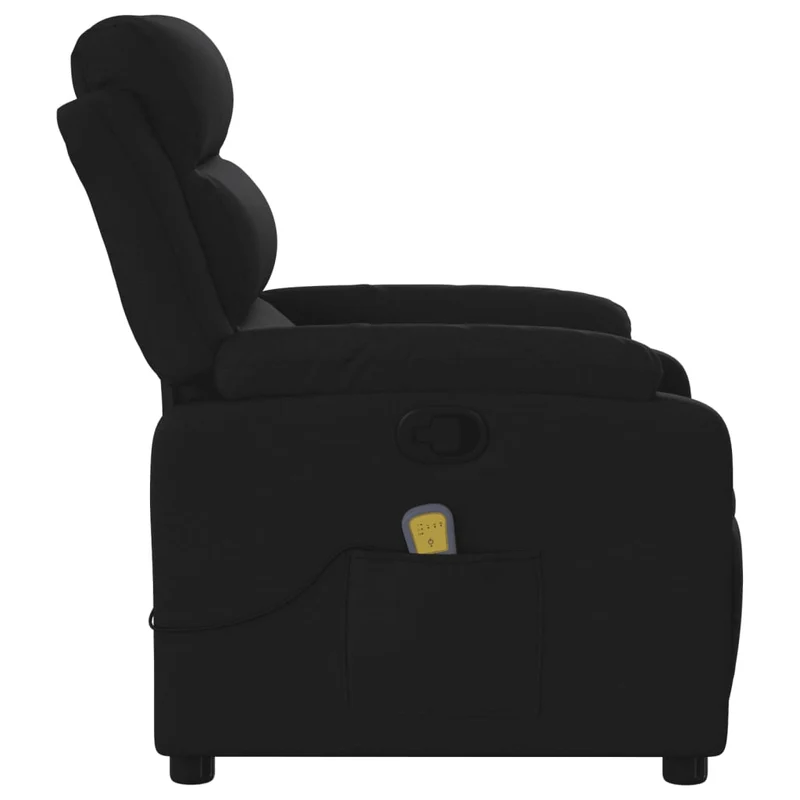 Fauteuil de relaxation TV fonction massage inclinable 6 points de massage en tissu noir DEC027063