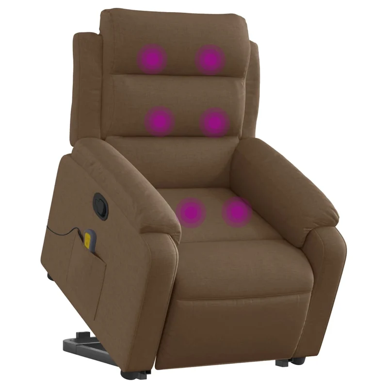 Fauteuil de relaxation TV fonction massage inclinable fonction de levage électrique en tissu marron DEC027017