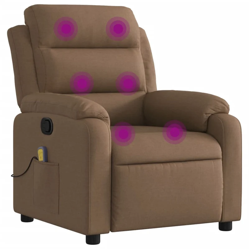 Fauteuil de relaxation TV fonction massage inclinable inclinaison manuelle en tissu marron DEC027013