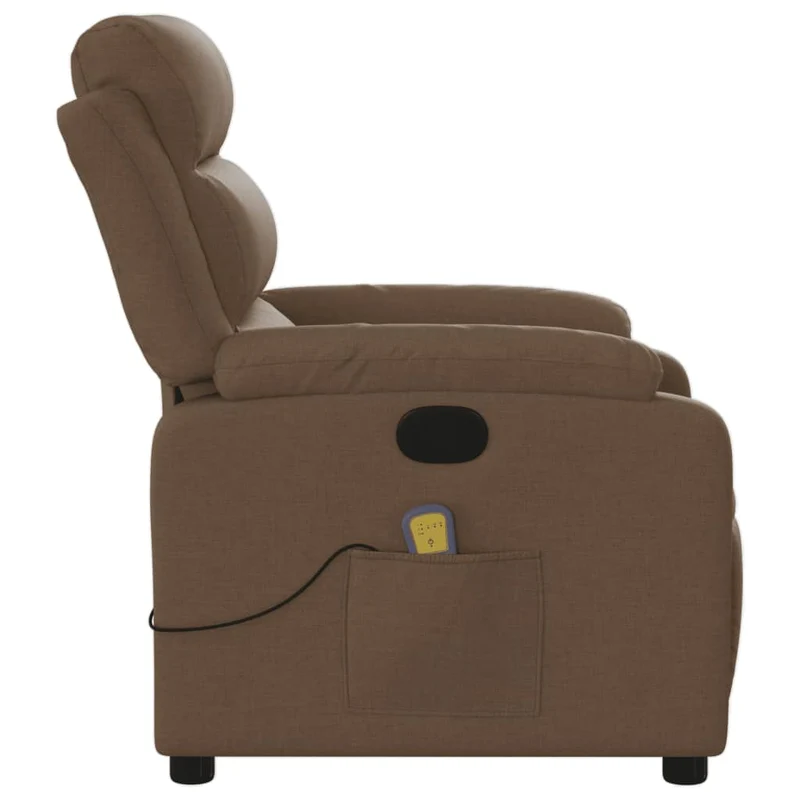 Fauteuil de relaxation TV fonction massage inclinable inclinaison manuelle en tissu marron DEC027013