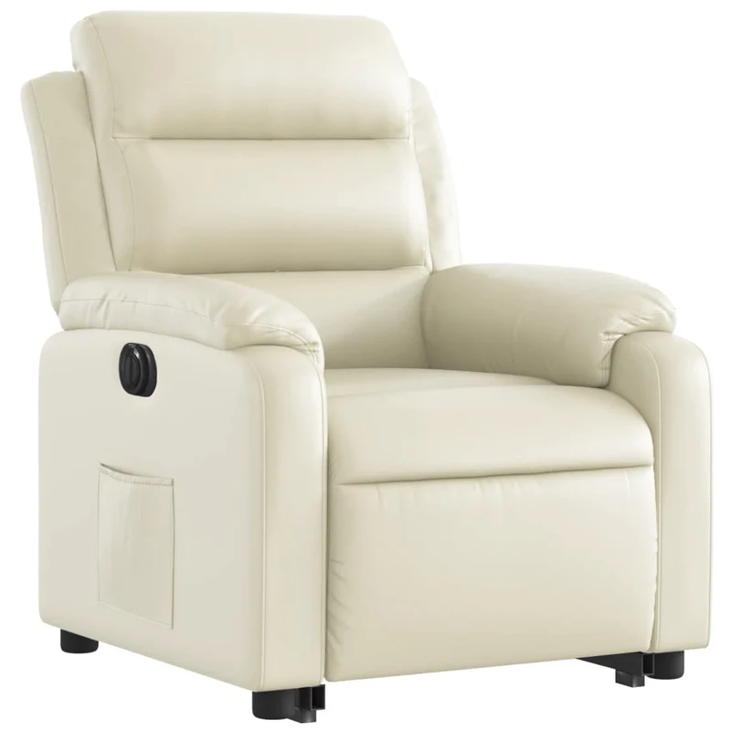 Fauteuil relax TV fonction de levage électrique très confortable en PVC crème DEC028264
