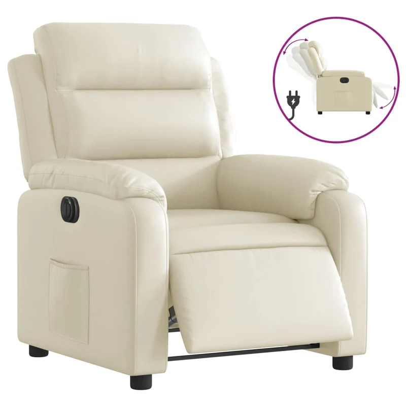 Fauteuil relax TV fonction d'inclinaison électrique très confortable en PVC crème DEC028263
