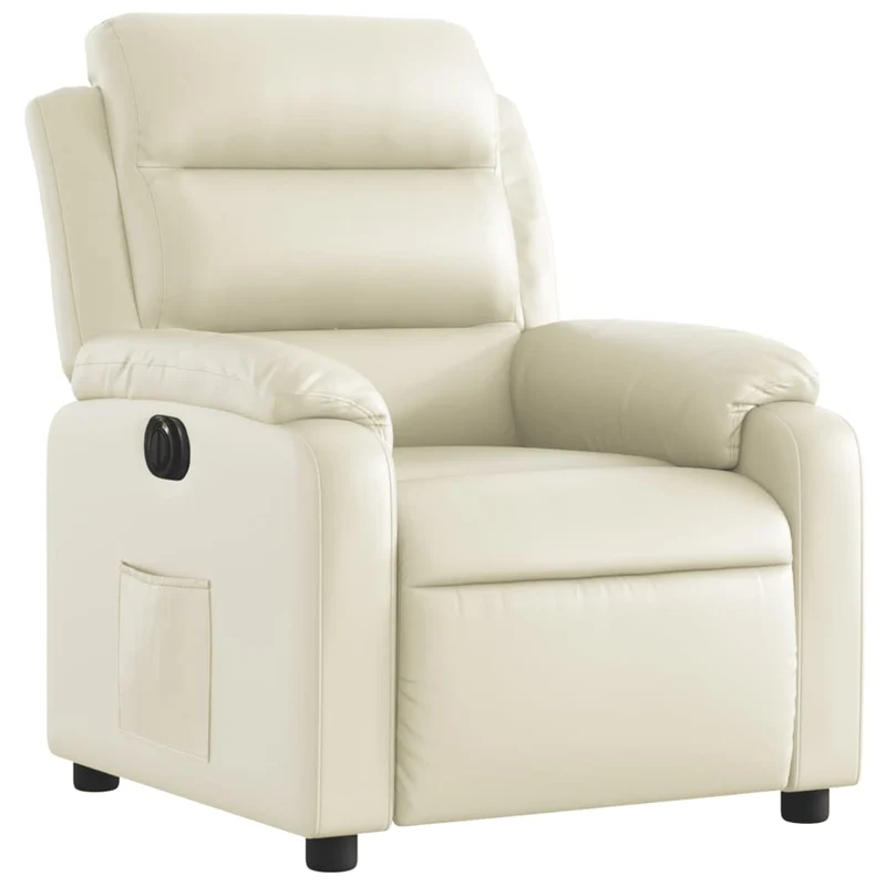 Fauteuil relax TV fonction d'inclinaison électrique très confortable en PVC crème DEC028263