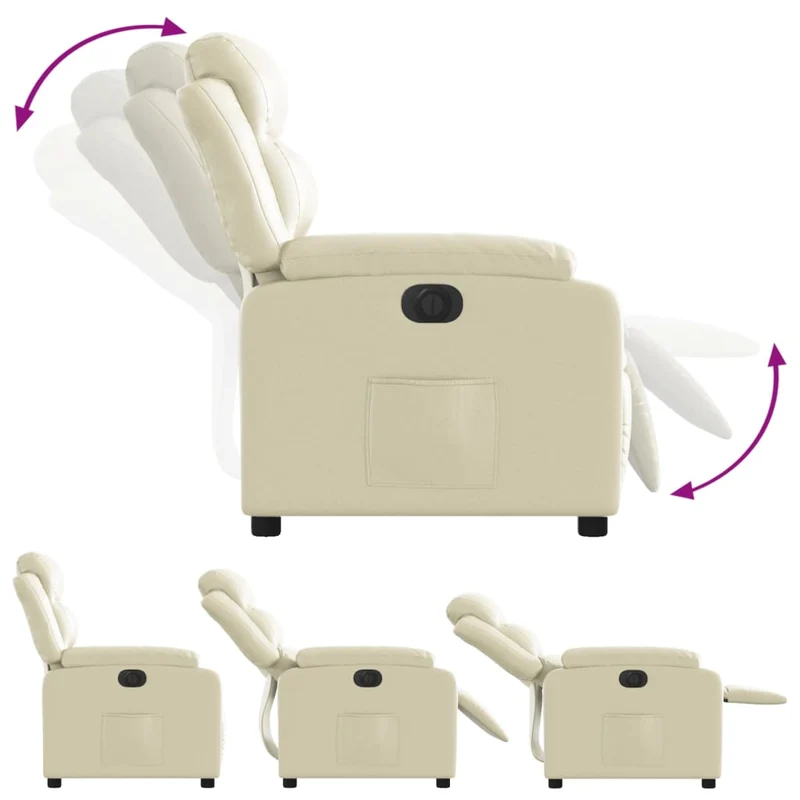 Fauteuil relax TV fonction d'inclinaison électrique très confortable en PVC crème DEC028263