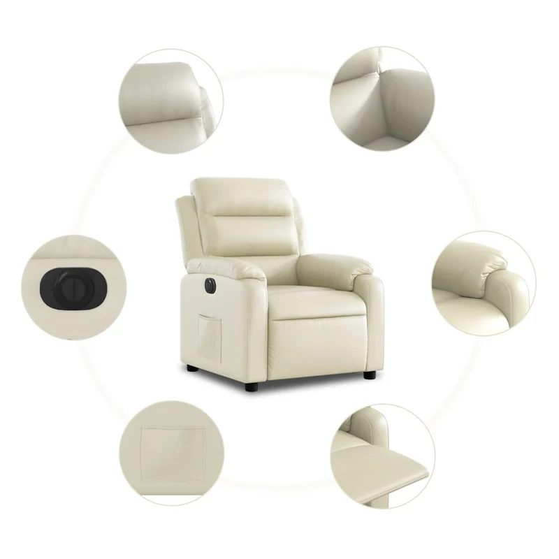 Fauteuil relax TV fonction d'inclinaison électrique très confortable en PVC crème DEC028263