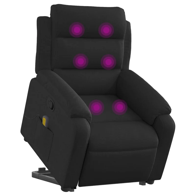 Fauteuil de relaxation TV fonction massage inclinable levage électrique en tissu noir DEC027055