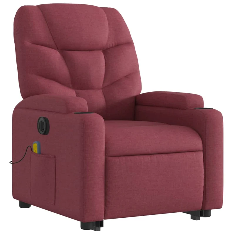 Fauteuil de relaxation fonction massage et inclinable en tissu rouge bordeaux DEC027848