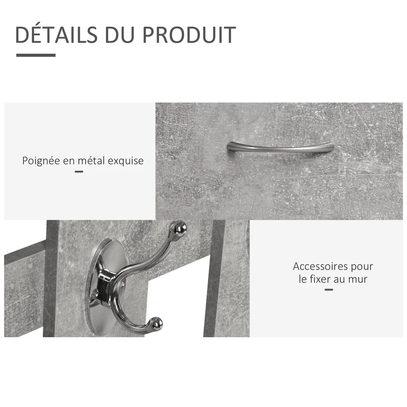 Ensemble meuble d'entrée vestiaire miroir rangement chaussures 90 x 24 x 91 cm moderne en panneau de particules gris 21_0001409