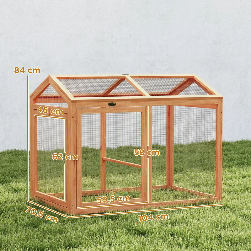 Enclos poulailler modulable jardin 104 x 70,5 x 84 cm protection anti prédateur accès facile contemporain en bois orange 21_0008020
